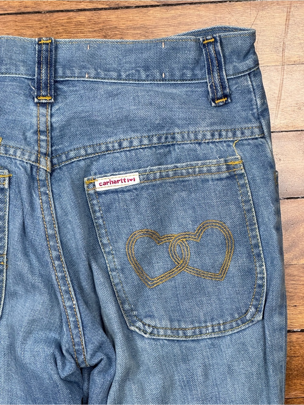 Vintage 1970s Carhartt ❤️ Jeans with Interlocking Heart Stitching Made in Canada